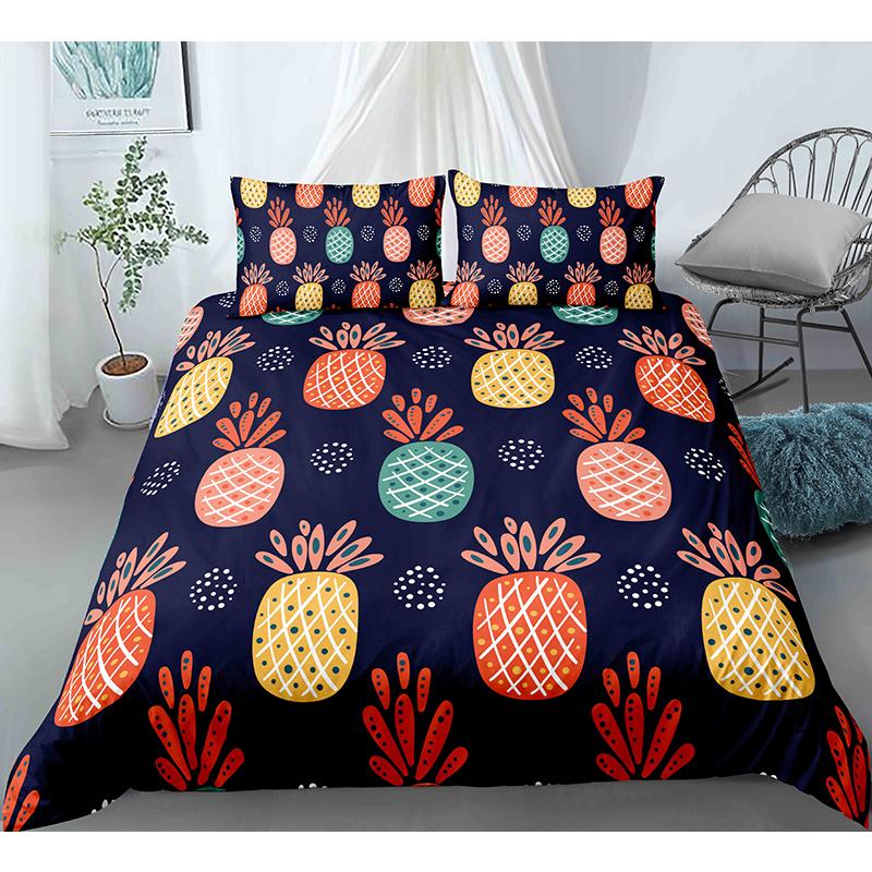 Fruit Pineapple Queen King Duvet Cover 3D Yellow Tropical Fruit Bedding Set Plants Comforter Cover 2/3pcs Polyester Quilt Cover
