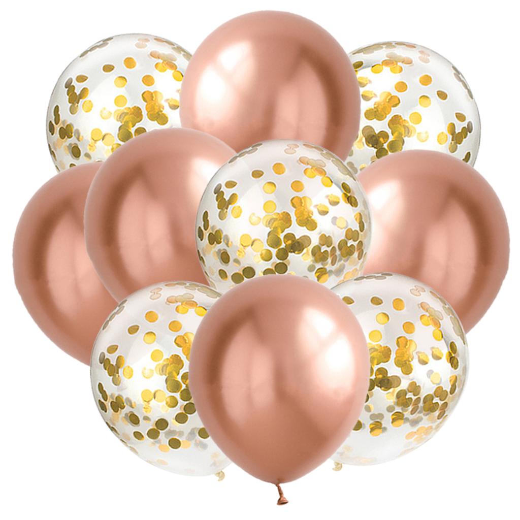 10PCS Gold Silver Metal Latex Confetti Balloons Baby Shower Wedding New Year Birthday Party Decorations Matte