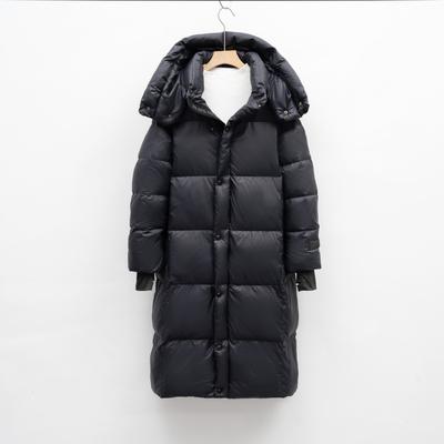 Длинный черный ромб северо-восточный холодный пуховик женский новый черный жемчуг утолщенный выше колена парное пальто прилив