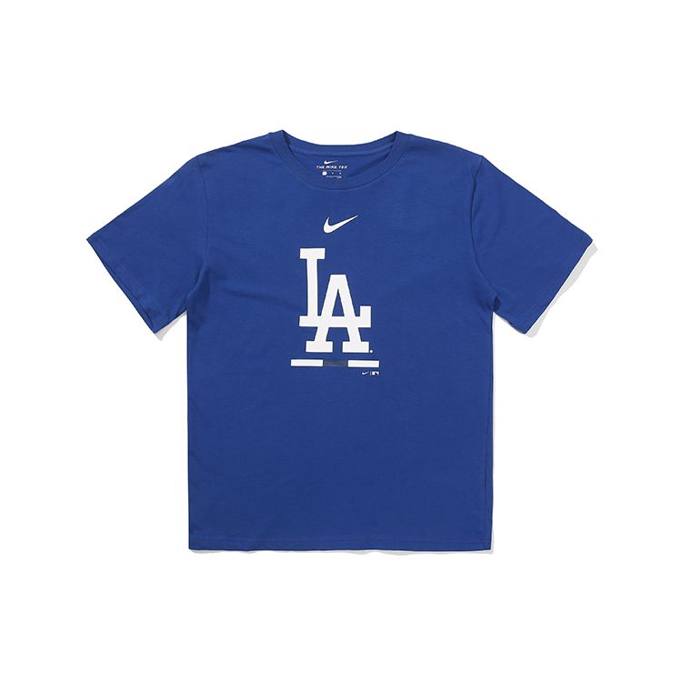 Nike X MLB Collaboration Kids Los Angeles Dodgers Logo Color Block Printed Crew Neck Short Sleeve T-Shirt Kids Tops Royal-Blue 3Z3B7SAM4-LAD