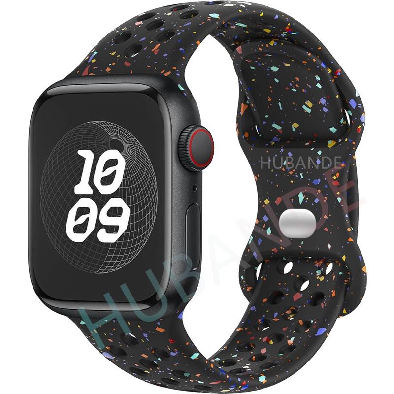 Спортивный ремешок с цветными частицами, резиновый ремешок для Apple Watch 49 мм 46 мм 45 мм 44 мм 42 мм 41 мм 40 мм для IWatch 11 10 9 8 7 6 5 4 3 SE