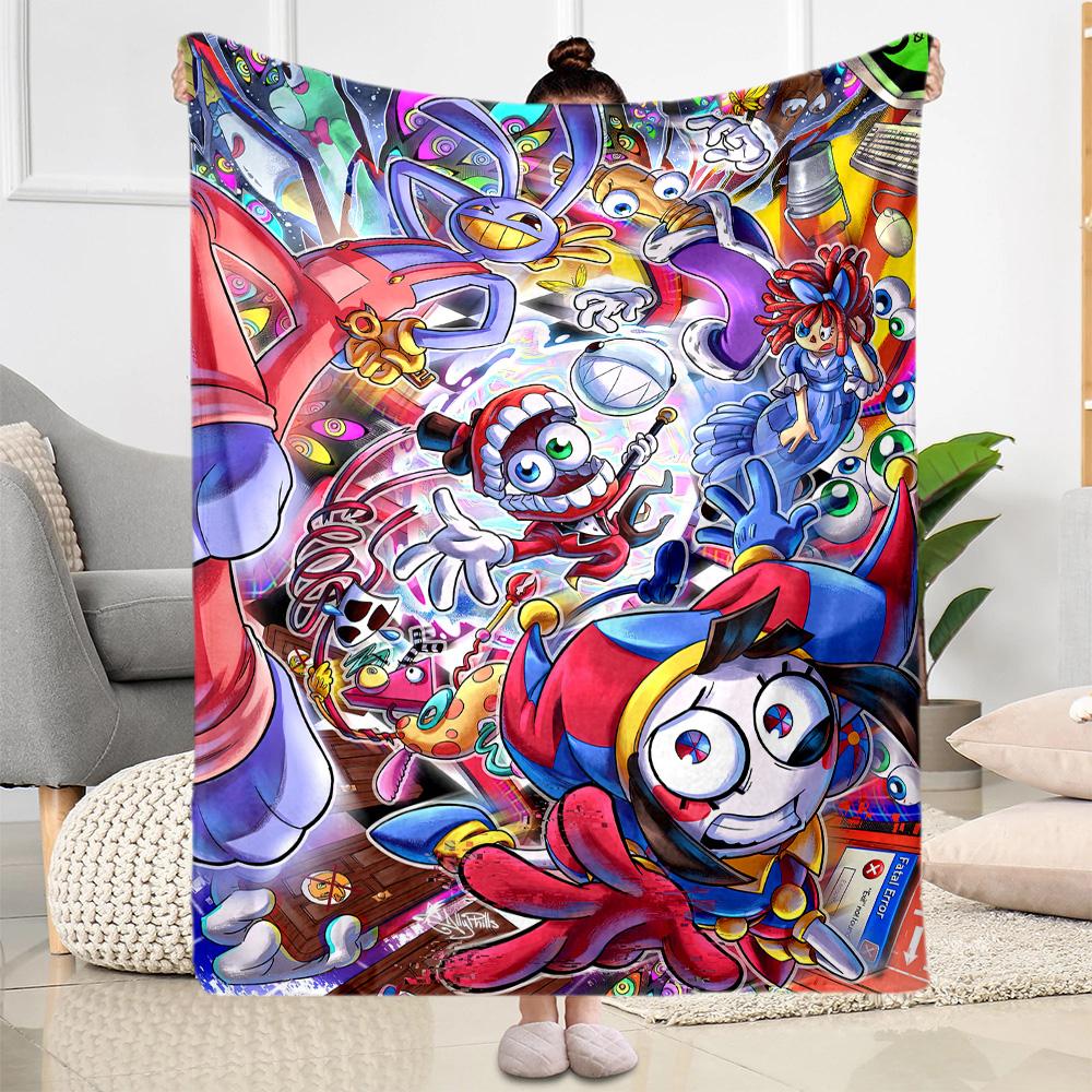 Digital Circus Blanket Comfortable Suitable for Sofa Office Bed Four Seasons Universal Playful Design Perfect Gift for Relatives and Friends
