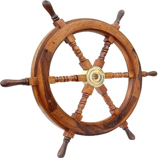 Ship Wheel Wooden  Pirate Rustic Captain Wall Home Decor Nautical Wheel Wall Art