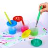 LQT Детская пластиковая 10-цветная чашка для мытья ручек + 10-цветный набор кистей для рисования граффити с щетиной