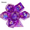 7 Pcs Purple Resin Golden Number Sharp Edge Dice Polyhedral Dice Suitable for Role-Playing RPG Board Game