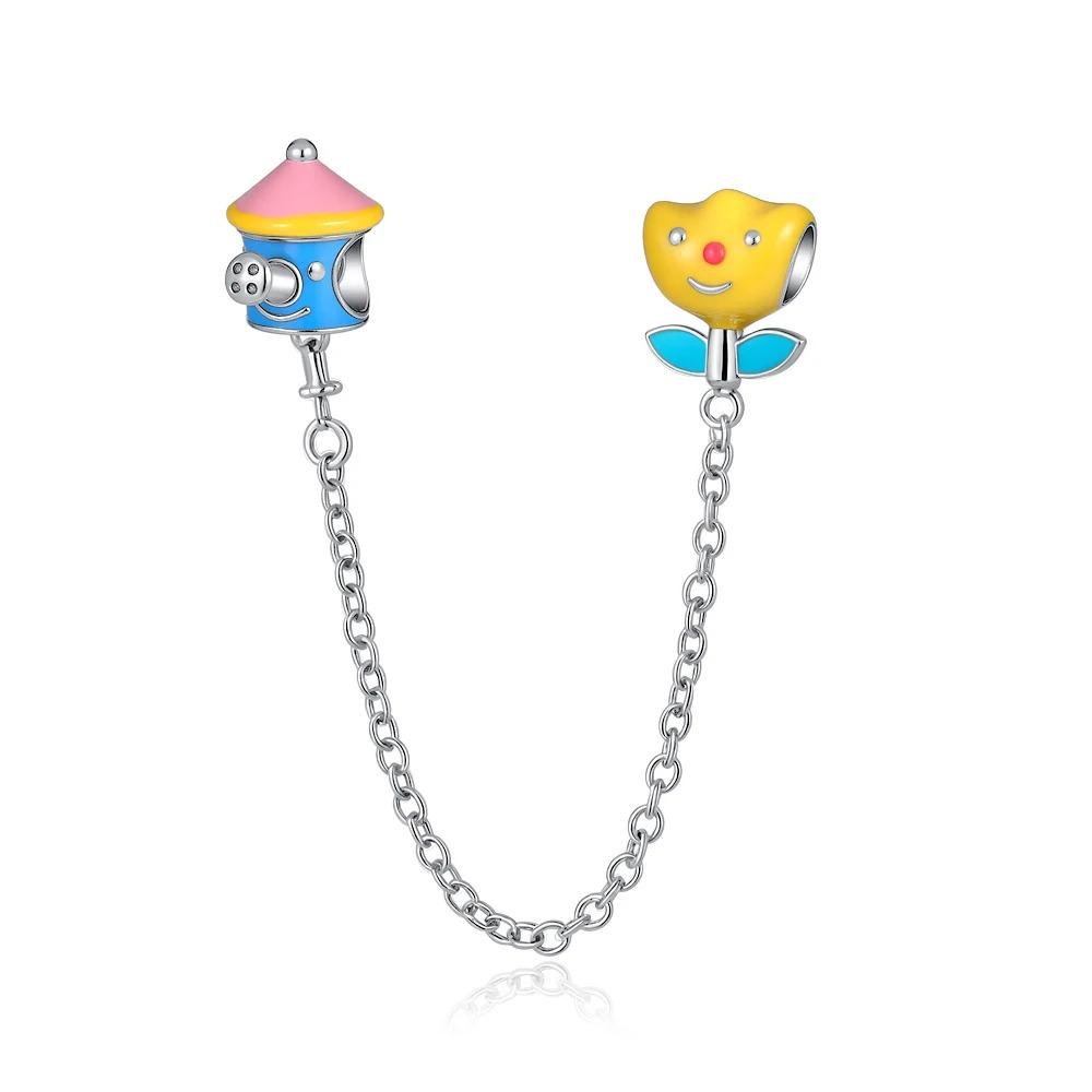 925 Silver Star Moon Crown Pendant DIY Bracelet Spacer Bead Women Jewelry Safety Chain New