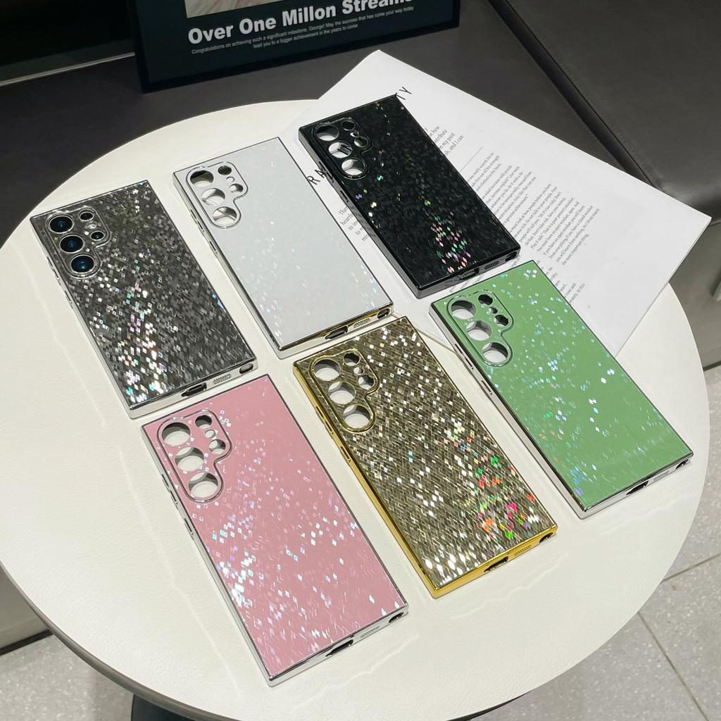 Samsung S24ultra Mobile Phone Case Full Inclusive Anti-fall S23ultra Advanced Electroplated Diamond Shaped Glitter Shell