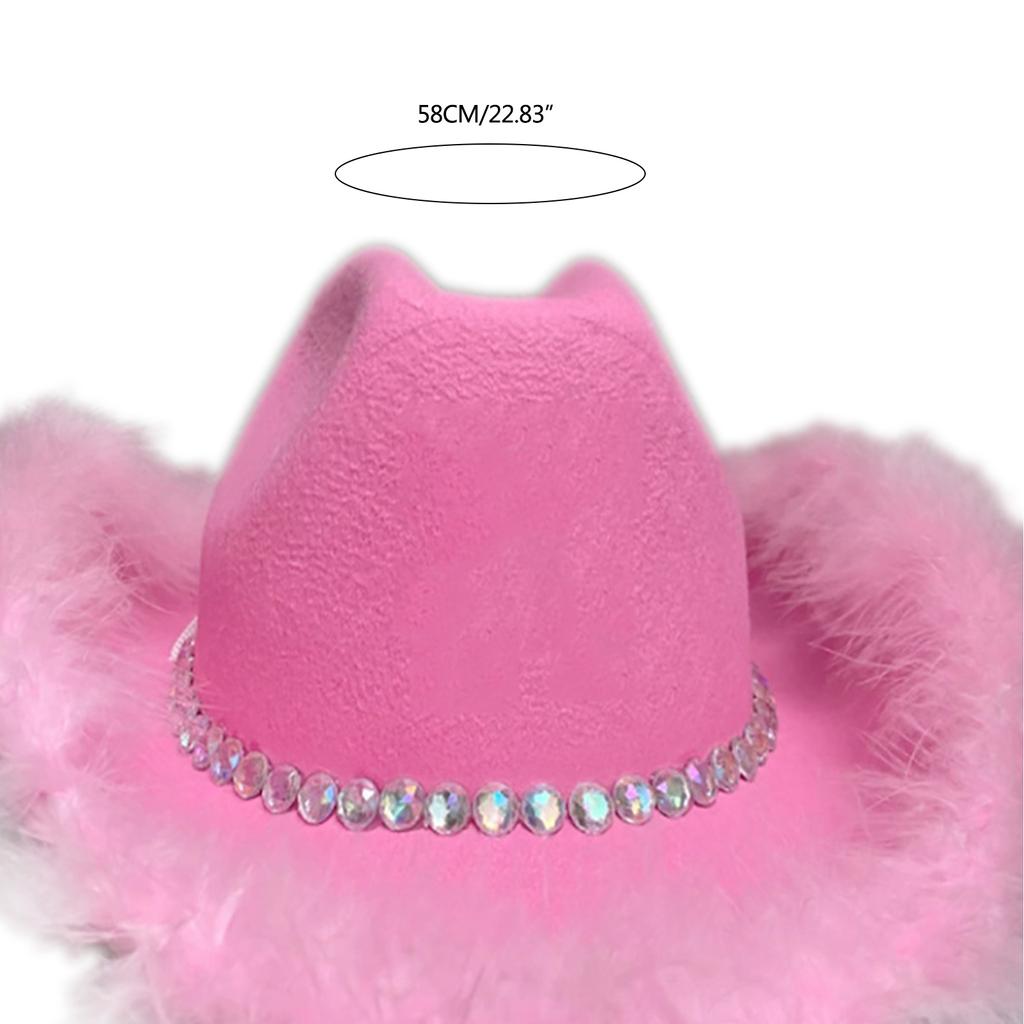 Rhinestone Cowboy Hat Feather Cowboy Hat Bachelorette Party Hat Feather Cowgirl Hat Bridal Fedoras Bridal Party Hat