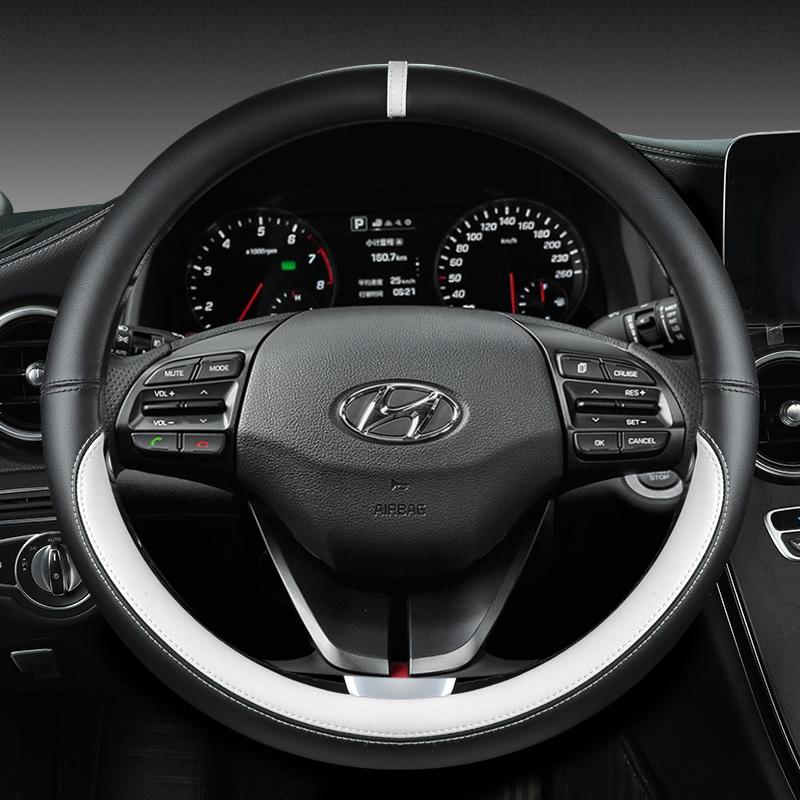 Кожаный чехол на руль автомобиля из микрофибры для Hyundai Veloster II I30 III 2018-2022 Elantra (США)  - 2023 Автоаксессуары
