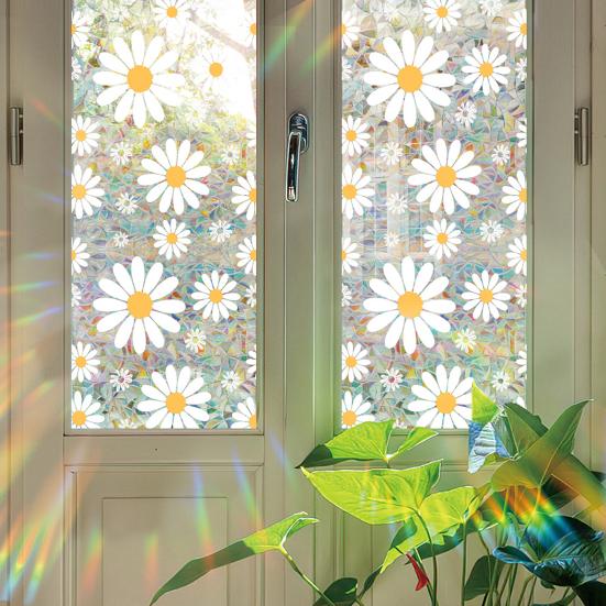 Цветочная радуга статическая наклейка на окно пленка для защиты от ультрафиолета наклейка на стекло неклеящаяся наклейка на окно для дома спальни гостиной декор