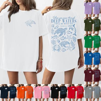 Женская футболка с круглым вырезом и короткими рукавами с принтом