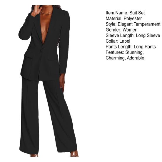 Женские костюмы-двойки с блейзером, деловой кэжуал, блейзер на одной пуговице, брючный костюм с широкими штанинами, профессиональные комплекты для работы в офисе