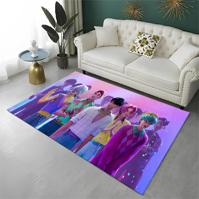 KPop Охотники на демонов Saja Boys Мультяшный нескользящий коврик для гостиной, спальни, игровой комнаты, коврик на пол, домашний декор, коврик для детской комнаты