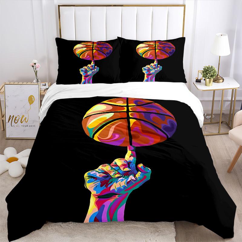 3pcs Basketball Art Bedding Set, Includes 1 Comforter + 2 Pillowcases, Without Pillow Inserts, Soft Comfortable, Lightweight Breathable, Pri