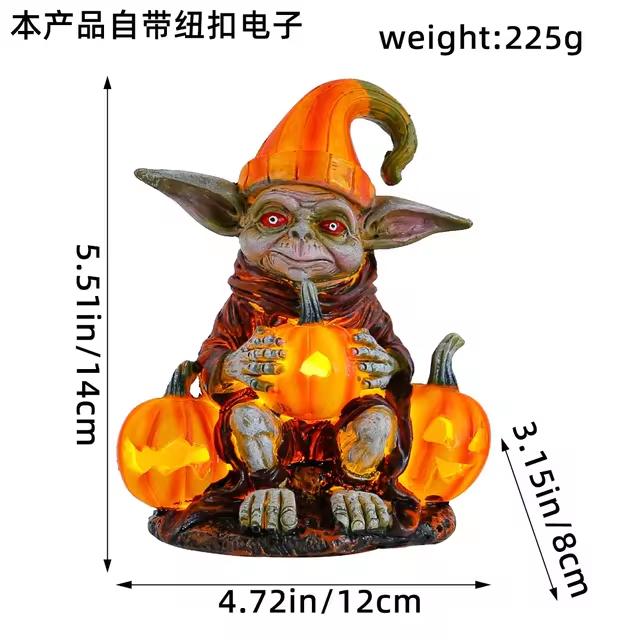 Украшение на Хэллоуин Объятие Тыквенный Фонарь Эльф Смоляное Украшение Домашний Рабочий Стол Светящийся Гном Кукла Гнома Украшение Настольного Орнамента