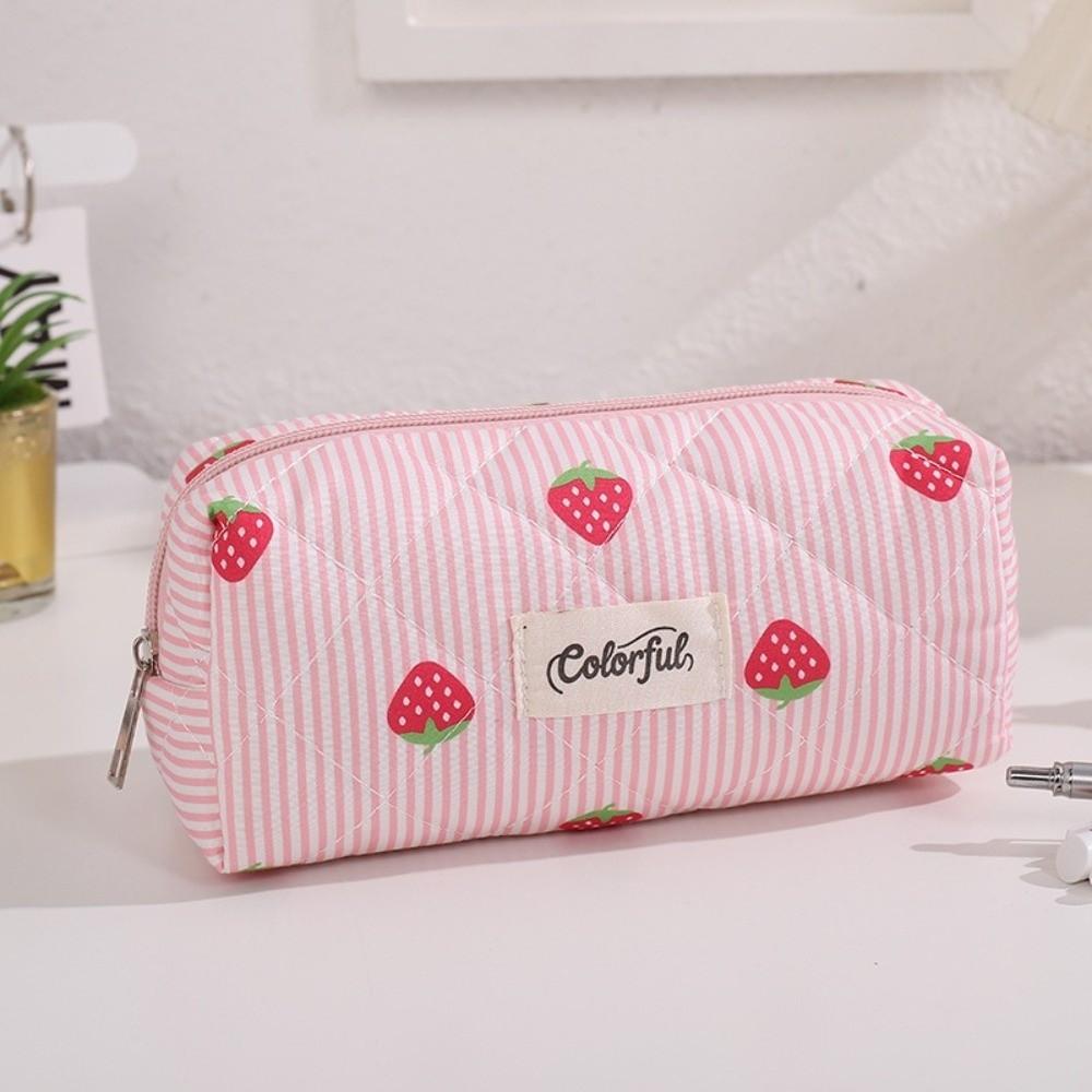 Quilted Stationery Bag Strawberry Striped Pencil Pouch INS Stationery Pouch Gift