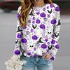 Tops For Women Halloween Magic Print Round Neck Long Sleeve T-shirt Fall Casual Slim Pullover Women's Long Sleeve Top