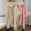 Кардиган с шерстяным воротником, шаль, плащ, пальто, женское зимнее винтажное томное пончо, модное свободное пальто средней длины в западном стиле