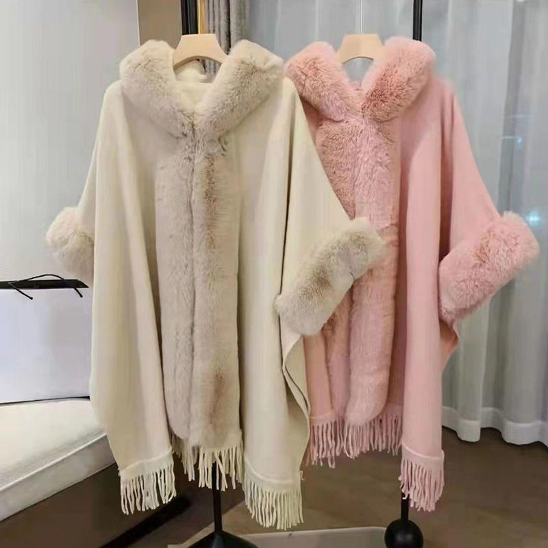 Кардиган с шерстяным воротником, шаль, плащ, пальто, женское зимнее винтажное томное пончо, модное свободное пальто средней длины в западном стиле