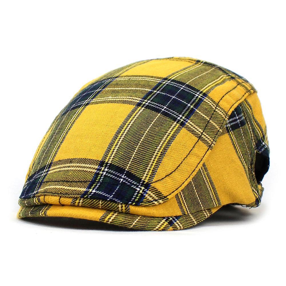 2022 British Retro Plaid Beret for Men & Women - Spring/Autumn Casual Cotton Duckbill Hat with Curved Brim