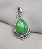 Green Copper Turquoise Pendant: Sterling Silver Boho Necklace