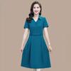 Fashionable Summer Dress for Middle Aged Women Breathable Short Sleeve Slim Fit Elegant Style