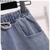 MODIQUE Лето Большие размеры Женские свободные базовые эластичные шнурки трапециевидной формы с широкими штанинами и закатанными джинсовыми шортами Шорты Женские повседневные синие короткие штаны