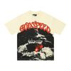 GodSpeed Skull Letter Print Washed Cotton Tee Unisex Loose Fit Short Sleeve T-Shirt Casual Wear
