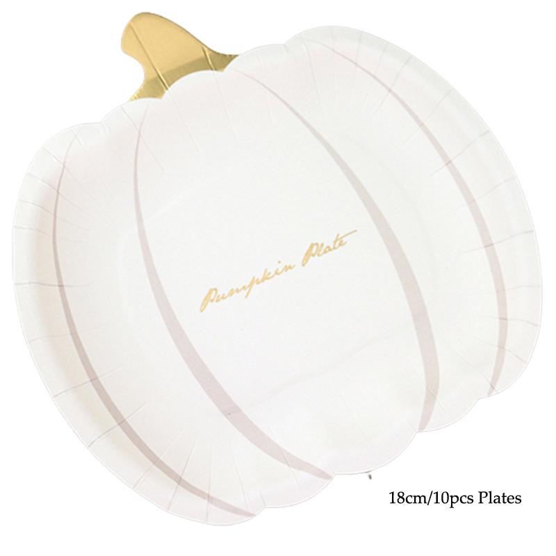10pcs Halloween Theme Cartoon Disposable Tableware White Paper Plates Halloween Pumpkin Party Supplies birthday Wedding Decor
