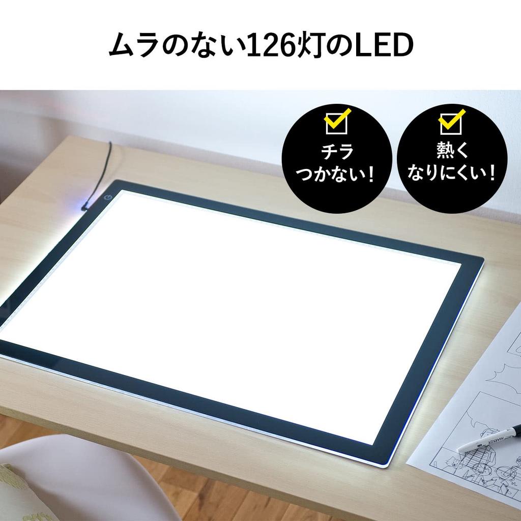 Светодиодная подставка Sanwa Direct, размер A2, тонкая, плавная регулировка яркости, в комплекте адаптер переменного тока 8,5 мм 400-TBL006