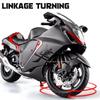 1:9 SUZUKI HAYABUSA Motorcycle Model Toy Alloy Body Rubber Tires Steering Suspension Motor Models Cool Light Collection Gift Boy