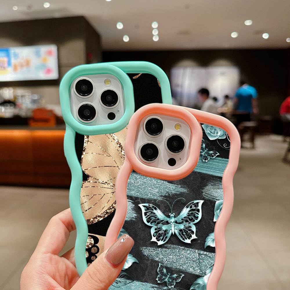 Мягкий чехол для телефона Macaron из ТПУ для iPhone 11, 12, 13, 14, 15 Pro Max SE X Xs Max XR 6 6s 7 8 Plus Tecno Camon 19 20 Pro Realme C35 Ae64 с бабочкой и цветочным рисунком