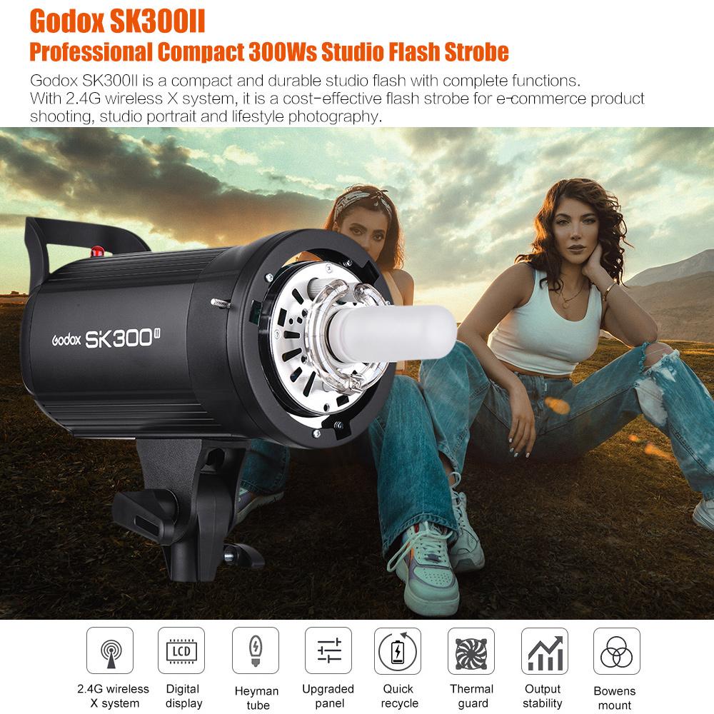 Godox SK300II Профессиональная компактная студийная вспышка мощностью 300 Вт со встроенным Godox 2.4G Wireless X