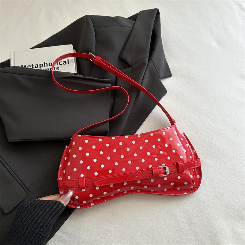 Vintage Polka Dot Color Block Women Fashion Single Shoulder Handheld Underarm Small Square Bag