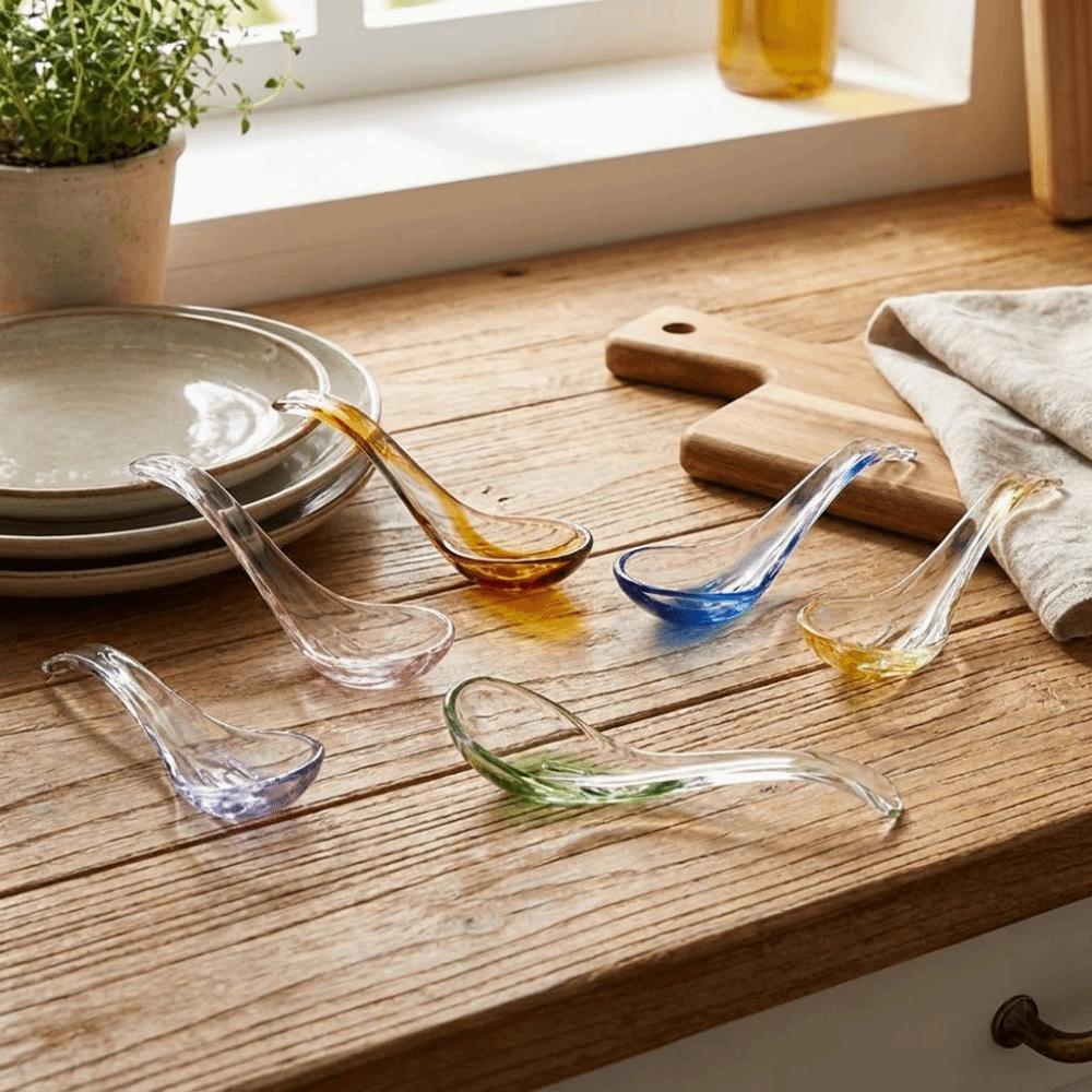 Colorful Crystal Glass Spoon Exquisite Serving Spoons Easy To Clean Condiment Spoons Restaurant