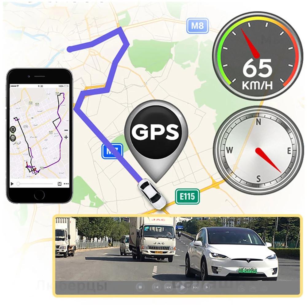 Автомобильный видеорегистратор 1080P Full HD Видеорегистратор Камера заднего вида Двойной объектив GPS WiFi Видеорегистратор Ночное видение Парковочный монитор Черный ящик