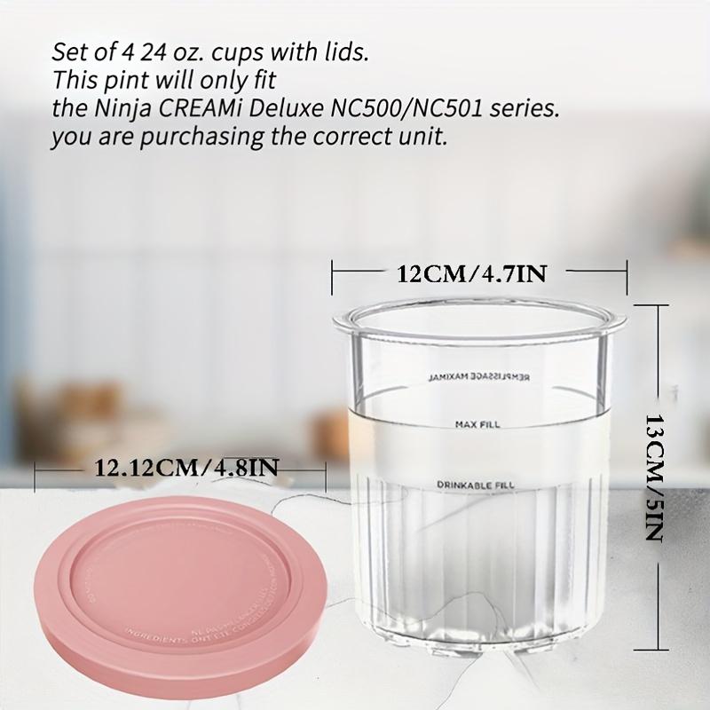 4 шт. пинты семейного размера Ninja Creami Deluxe 11 в 1, крышки 24 унции Контейнеры NC500/NC501 для всех замороженных продуктов, можно мыть в посудомоечной машине, не содержат BPA