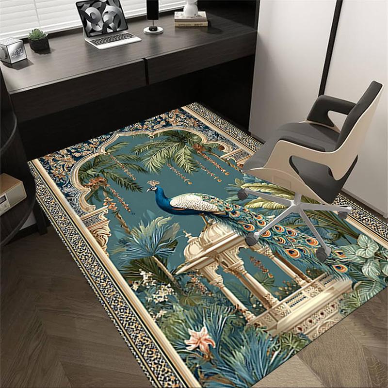 1PC Peacock, Garden Extra Large Non Slip Floor carpet, Office, family, bedroom, Studio Large Area Rug Indoor Rugs, Vibrant Colors