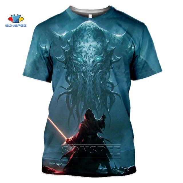 Футболка с 3D принтом «Ктулху и Лавкрафт Мискатоник» для мужчин, забавный летний топ с круглым вырезом для женщин «Зов Ктулху»