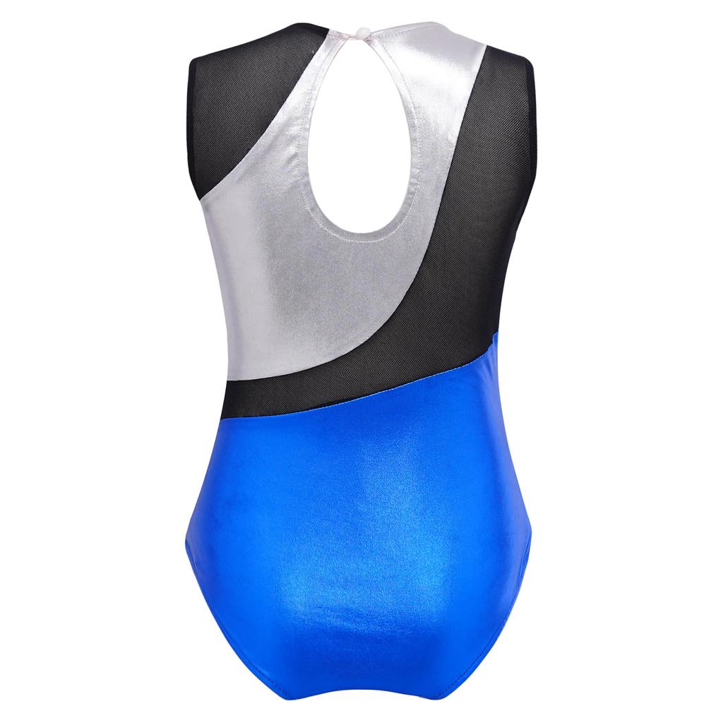 Гимнастические трико для девочек, танцевальное трико, детские блестящие металлические тренировочные костюмы