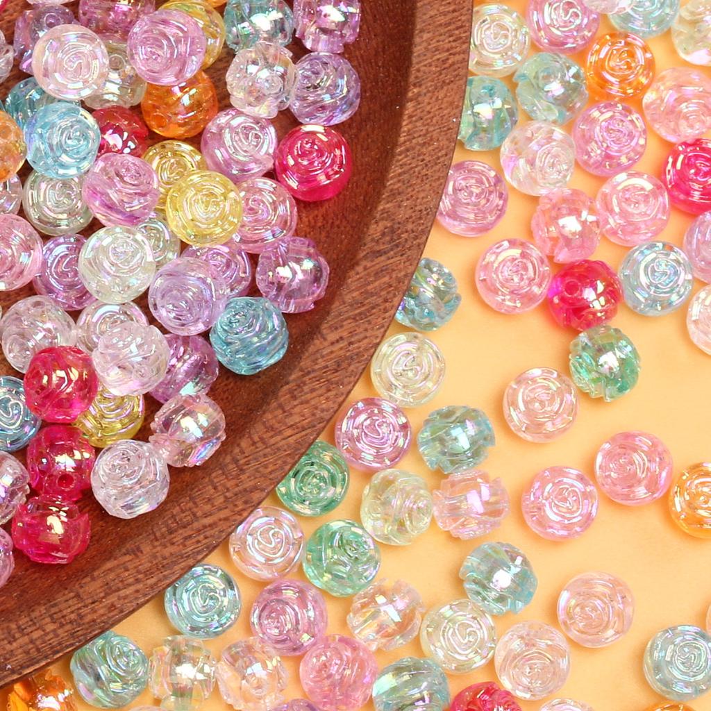 100 шт. 8 мм акриловые двухсторонние маленькие розовые бусины для ожерелья, серег, браслета, самодельный материал для бисероплетения