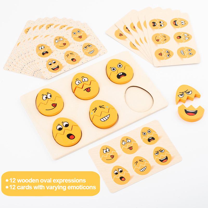 Facial Expressions Eggs Children Wooden Toys Easter Eggs Montessori Toy Emotion Puzzles Early Education for Montessori Game