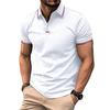 New Arrival Men's Casual Polo Shirt Collar Patchwork with Ribbed Trim Button-Front Business Solid Colour Versatile T-Shirt