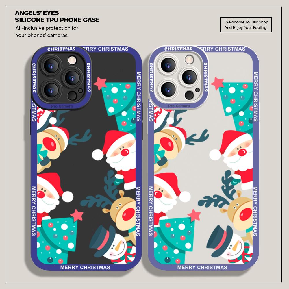 For iPhone 16 15 14 Pro Max Redmi Note 13 12 Pro Samsung S25 S24 Ultra A13 A14 A15 A16 Deer Snowman Design Soft Silicone Shockproof Case