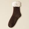 Men Winter Slipper Socks Fleece Lined Crew Socks with Grips Warm Fuzzy Non-Slip Cabin Socks for Home Lounging Indoor Wear