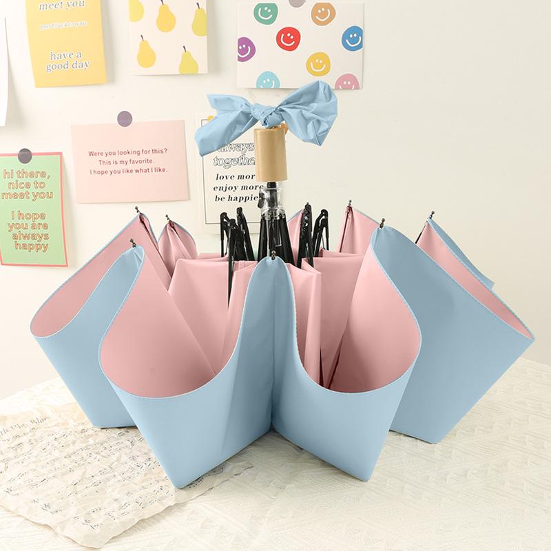Women's Dual-Use UV-Blocking Ice Cream Color Sun & Rain Umbrella