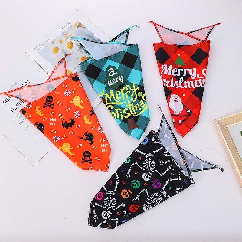 Thanksgiving Pet Supplies Dog Saliva Towel Christmas Pet Triangular Scarf Halloween Dogs and Cats Bib Bib
