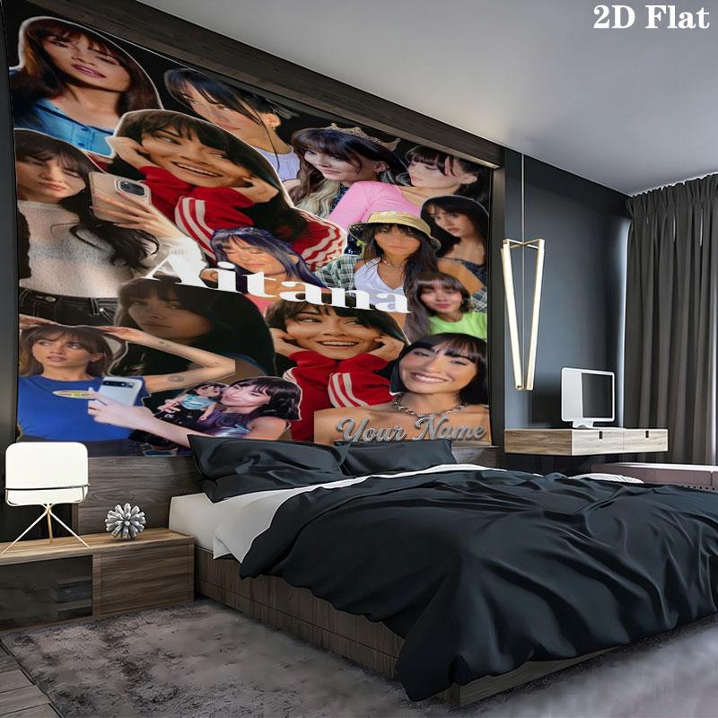 Aitana Custom Name Wall Tapestry Aesthetic Wall Hanging Printed Fabric Blanket Decorative Tapestries for Bedroom Living Room Home Decor
