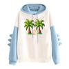 Women's Printed Contrasting Dinosaur Loose Casual Hoodie