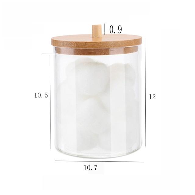 Makeup Cotton Pad Organizer Storage Box for Cotton Swab Rod Cosmetic Organizer Jewelry Bathroom Storage Container with Wood Lid